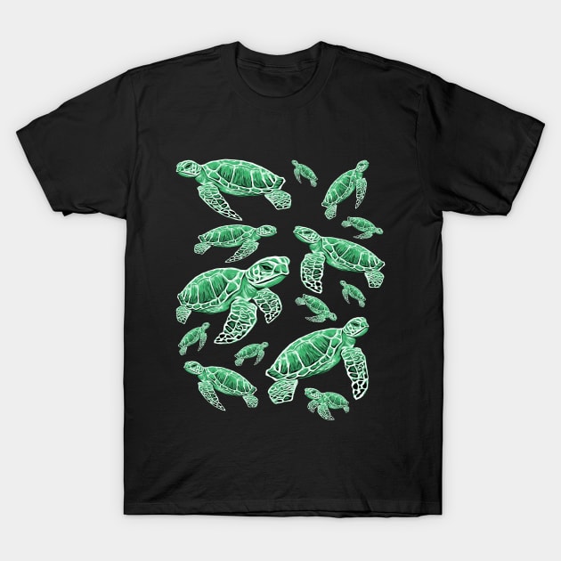 Green Sea Turtles Design T-Shirt by RockettGraph1cs